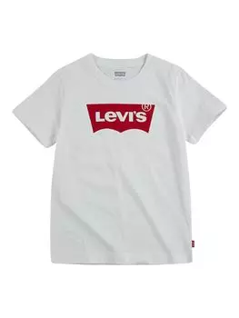 Детская футболка с короткими рукавами и логотипом летучей мыши Levi's, белый