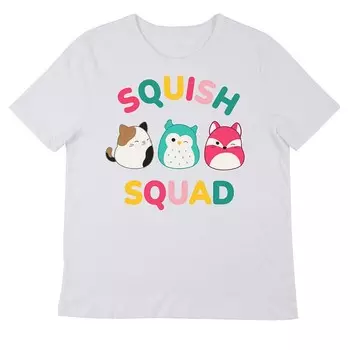 Детская футболка с короткими рукавами и рисунком Squishmallows Squad Licensed Character, белый