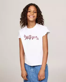 Детская футболка с короткими рукавами и рюшами Tommy Hilfiger, белый