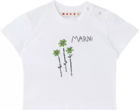 Детская футболка с круглым вырезом Marni, белый