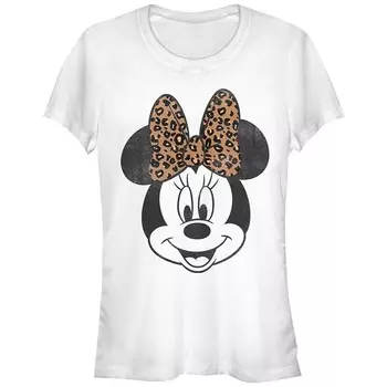 Детская футболка с леопардовым принтом и бантом Minnie Mouse Licensed Character, белый