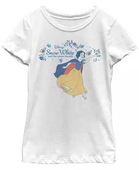 Детская футболка с логотипом «Белоснежка и семь гномов» и цветочными ветвями для девочек Disney