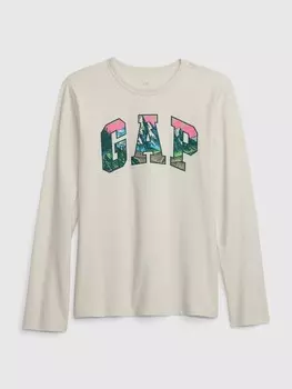 Детская футболка с логотипом Gap, бежевый