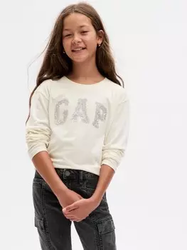 Детская футболка с логотипом Gap, бежевый