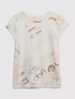 Детская футболка с логотипом Gap, бежевый