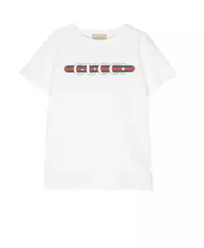 Детская футболка с логотипом Gucci, белый