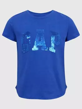 Детская футболка с логотипом из пайеток Gap, синий