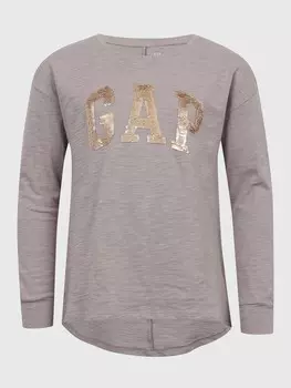 Детская футболка с логотипом из пайеток Gap, серый