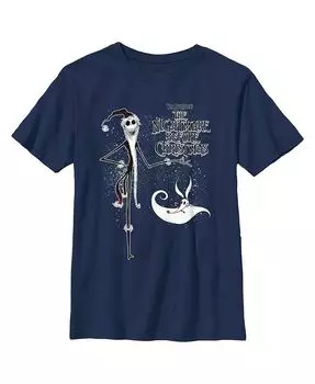 Детская футболка с логотипом Кошмар перед Рождеством для мальчиков Джек Скеллингтон и Сэнди Клоуз Disney, синий