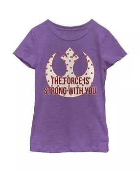 Детская футболка с логотипом повстанцев «Звёздные войны» для девочек «Сила сильна» на День святого Валентина Disney Lucasfilm