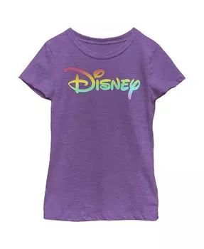 Детская футболка с логотипом Rainbow для девочек Disney, фиолетовый