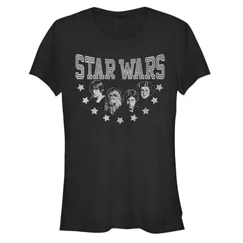 Детская футболка с логотипом Star Wars Original Cast Faces & Stars Collegiate Licensed Character, черный