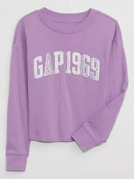 Детская футболка с металлическим логотипом Gap, фиолетовый