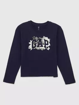 Детская футболка с металлическим логотипом Gap, синий