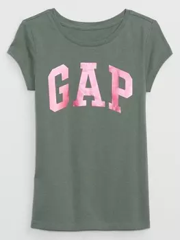 Детская футболка с металлическим логотипом Gap, зеленый