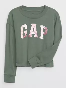 Детская футболка с металлическим логотипом Gap, зеленый