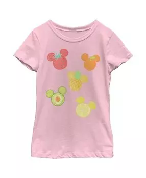 Детская футболка с Микки Маусом «Друзья Микки Мауса» и фруктовыми силуэтами для девочек Disney