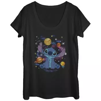 Детская футболка с милым рисунком Space Stitch Lilo & Stitch Disney's, черный