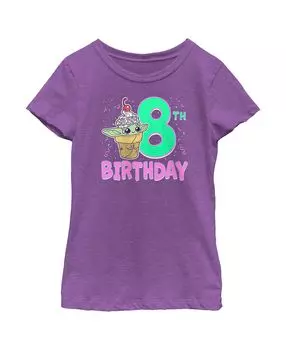 Детская футболка с мороженым Grogu «Звёздные войны: мандалорец на 8-й день рождения» для девочек Disney Lucasfilm