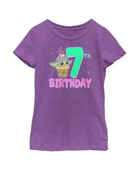 Детская футболка с мороженым Grogu «Звёздные войны: Мандалорец, седьмой день рождения» для девочек Disney Lucasfilm