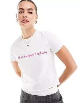 Детская футболка с надписью еврофутбола белого цвета ASOS DESIGN