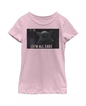 Детская футболка с надписью «Звездные войны: Мандалорец Грогу» для девочек «Я все уши» Disney Lucasfilm