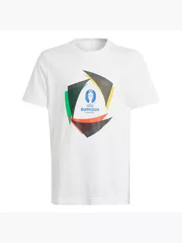 Детская футболка с официальной эмблемой УЕФА EURO24 Ball Adidas, белый