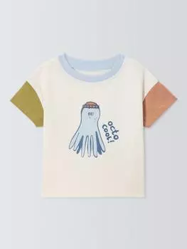 Детская футболка с осьминогом John Lewis , кремовый