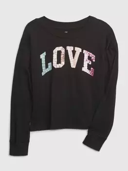 Детская футболка с пайетками Gap, черный