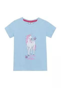 Детская футболка с пайетками и принтом единорога SALT AND PEPPER, цвет Angel Blue
