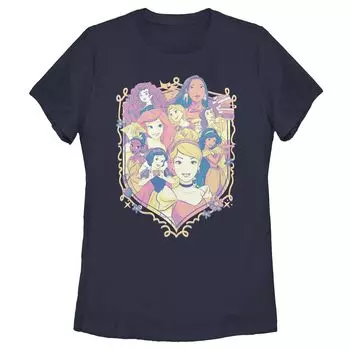 Детская футболка с пастельным логотипом Disney Princesses Group Shield Licensed Character