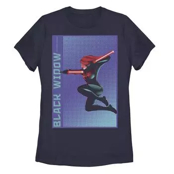 Детская футболка с плакатом в стиле поп-арт Marvel Black Widow в полутонах Licensed Character, темно-синий