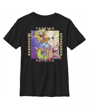 Детская футболка с потертостями Лучшие друзья для мальчиков Губка Боб Квадратные Штаны Nickelodeon, черный