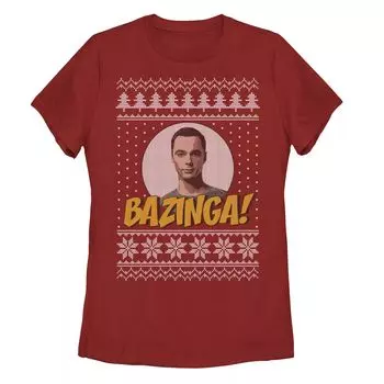 Детская футболка с праздничным узором Bazinga The Big Bang Theory Licensed Character, красный