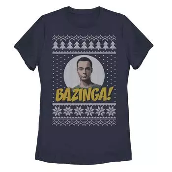 Детская футболка с праздничным узором Bazinga The Big Bang Theory Licensed Character, темно-синий