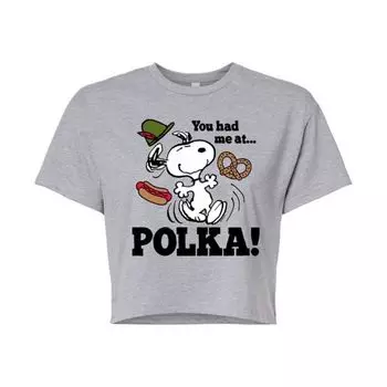 Детская футболка с принтом "Арахис" и надписью "You had me at polka" Licensed Character, серый