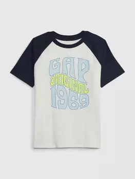 Детская футболка с принтом Gap, белый