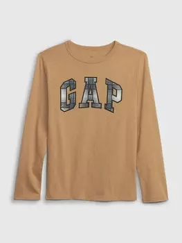 Детская футболка с принтом Gap, коричневый