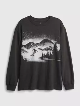 Детская футболка с принтом Gap, серый