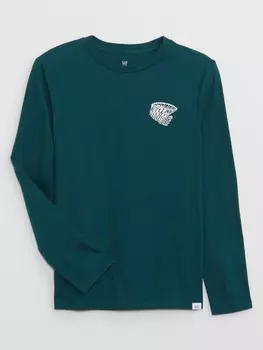 Детская футболка с принтом Gap, зеленый