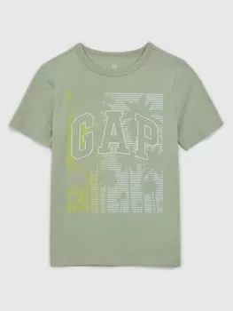 Детская футболка с принтом Gap, зеленый