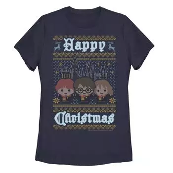 Детская футболка с принтом «Happy Christmas» в стиле Гарри Поттера в стиле чиби Licensed Character