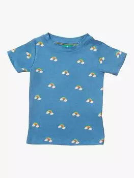 Детская футболка с принтом радуга Little Green Radicals, синий/разноцветный