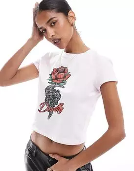 Детская футболка с принтом роз в розовом цвете ASOS DESIGN