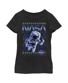 Детская футболка с принтом «Ugly Christmas Astronaut» для девочек NASA