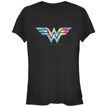 Детская футболка с приталенным графическим рисунком и логотипом DC Comics Wonder Woman Tie Dye Licensed Character, черный
