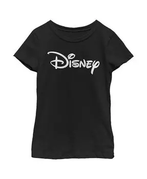 Детская футболка с простым логотипом для девочек Disney, черный