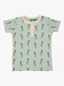 Детская футболка с пуговицами в виде дятла Little Green Radicals, цвет Powder Blue