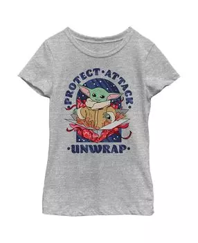 Детская футболка с разверткой для девочек «Звездные войны», «Мандалорское Рождество», «Детская защита от нападения» Disney Lucasfilm