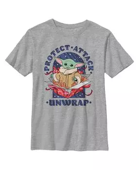 Детская футболка с разверткой «Звездные войны, Мандалорское Рождество, ребенок, защита от нападения», детская футболка Disney Lucasfilm